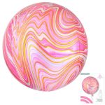 Шар Сфера 3D 16"/40 см Розовый Мрамор в упаковке / Pink Marblez Orbz