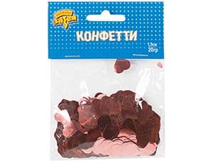 Конфетти Сердца фольг роз золото1,5см20г