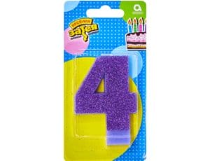 Свеча -цифра "4" Глиттер 8см/A