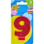 Свеча -цифра "9" Глиттер 8см/A