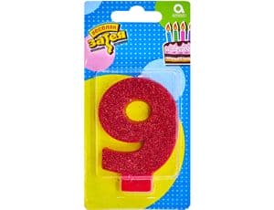 Свеча -цифра "9" Глиттер 8см/A