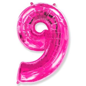 Шар (40''/102 см) Цифра, 9, Фуше, 1 шт.
