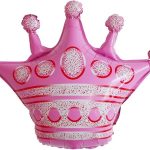 Шар с клапаном (12''/30 см) Мини-фигура, Корона, Розовый, 1 шт.