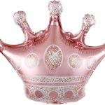Шар с клапаном (12''/30 см) Мини-фигура, Корона, Розовое Золото, 1 шт.