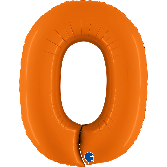 Шар (40''/102 см) Цифра, 0, Оранжевый, Сатин, 1 шт.