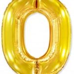 Шар (40''/102 см) Цифра, 0, Золото, 1 шт. в уп.