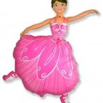 Шар (40"/102 см) Фигура, Балерина, Розовый, 1 шт.