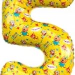 Шар (34''/86 см) Цифра, 5 Три Кота, Желтый, 1 шт. в упак.