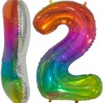 Шар (34''/86 см) Цифра, 2 Мармеладный леденец, Радужный, Градиент, 1 шт. в упак.¶
