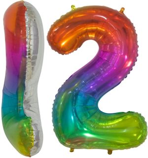 Шар (34''/86 см) Цифра, 2 Мармеладный леденец, Радужный, Градиент, 1 шт. в упак.¶