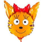 Шар с клапаном (10''/25 см) Мини-фигура, Голова, Три Кота, Карамелька, 1 шт.