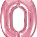 Шар (40''/102 см) Цифра, 0, Slim, Розовый фламинго, в упаковке 1 шт.