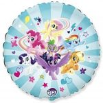 Шар (18"/46 см) Круг, My Little Pony, Дружные Лошадки, Голубой, 1 шт.