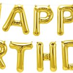 Набор шаров-букв из фольги  "Happy Birthday", Золото, 2,5 м