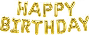 Набор шаров-букв из фольги  "Happy Birthday", Золото, 2,5 м