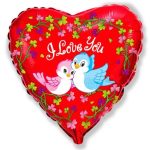 Шар И 18 Сердце Птички Я тебя люблю / Love Birds / 1 шт /