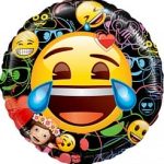 Шар (18"/46 см) Круг, Смайл, Emoji, Черный, 1 шт. в упак.