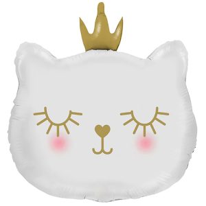 Шар (29"/74см)  К ФИГУРА Кошка в короне голова белая