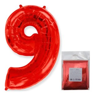 ШАР И 40 Цифра "9" красный в упаковке / 1 шт /