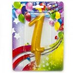 Свеча Цифра, 1 Гигант, Золото, 12 см, 1 шт.
