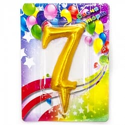 Свеча Цифра, 7 Гигант, Золото, 12 см, 1 шт.