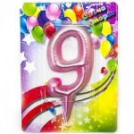 Свеча Цифра, 9 Гигант, Розовое Золото, 12 см, 1 шт.