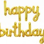 Набор шаров (17"/43 см) Мини-Надпись "Happy Birthday", Золото, 1 шт. в упак.