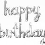 Набор шаров (17"/43 см) Мини-Надпись "Happy Birthday", Серебро, 1 шт. в упак.
