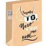 Пакет подарочный, Внутри то, чего у тебя еще нет, Крафт, 23*18*10 см, 1 шт.
