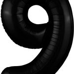 Шар (40''/102 см) Цифра, 9 Slim, Черный блеск, 1 шт. в упак.