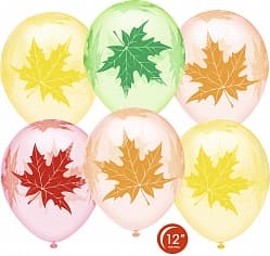 Воздушный Шар (12''/30 см) Хрустальные листья, Ассорти, кристалл, 5 ст, 25 шт.