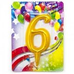 Свеча Цифра, 6 Гигант, Золото, 12 см, 1 шт.