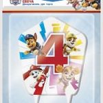 Свеча Цифра, 4 Щенячий Патруль, 8 см, 1 шт.
