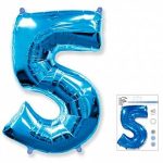 Шар Цифра "5" Синий в упаковке / Five