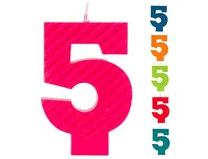 Свеча -цифра ЭКО "5" 7см/V
