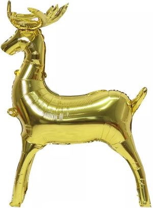 Шар 3D (69''/175 см) Фигура, Олень, Золото, 1 шт. в уп.
