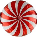 Шар (28''/71 см) Фигура, Конфета, Красный/Белый, 1 шт.