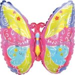 Шар с клапаном (16''/41 см) Мини-фигура, Экзотическая бабочка, Розовый, 1 шт.