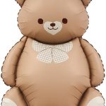 Шар (35''/89 см) Фигура, Мишка с бантом, Коричневый, Сатин, 1 шт.