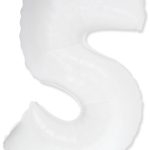 Шар (40''/102 см) Цифра, 5, Белый,1 шт.