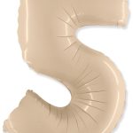 Шар (40''/102 см) Цифра, 5, Кремовый, 1 шт.