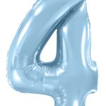 Шар (40''/102 см) Цифра, 4, Голубой, Макарунс, 1 шт. в уп.