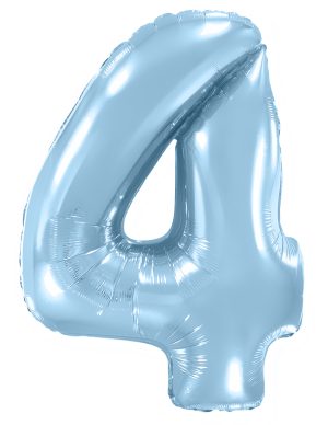 Шар (40''/102 см) Цифра, 4, Голубой, Макарунс, 1 шт. в уп.