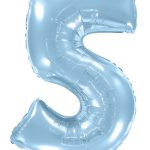 Шар (40''/102 см) Цифра, 5, Голубой, Макарунс, 1 шт. в уп.