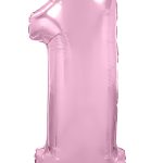Шар (40''/102 см) Цифра, 1, Розовый, Макарунс, 1 шт. в уп.
