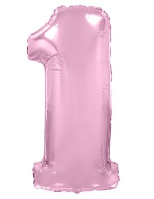 Шар (40''/102 см) Цифра, 1, Розовый, Макарунс, 1 шт. в уп.