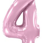 Шар (40''/102 см) Цифра, 4, Розовый, Макарунс, 1 шт. в уп.