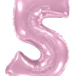 Шар (40''/102 см) Цифра, 5, Розовый, Макарунс, 1 шт. в уп.