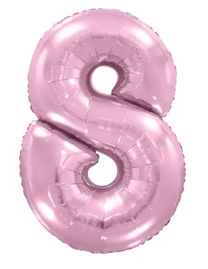 Шар (40''/102 см) Цифра, 8, Розовый, Макарунс, 1 шт. в уп.