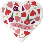 Шар (18''/46 см) Сердце, Love you (цветочки), 1 шт.